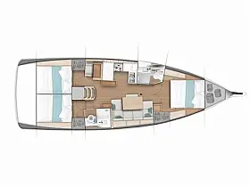Sun Odyssey 440 - 3 cabins - Layout